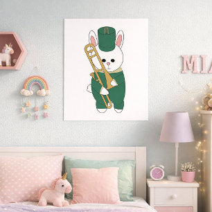 Kanin Trumpet Marscherande Musikorkester Grön Guld Poster