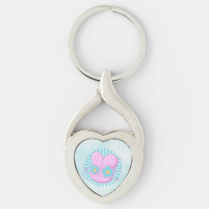 Kanin Twisted Heart Silverfärgad Nyckelring
