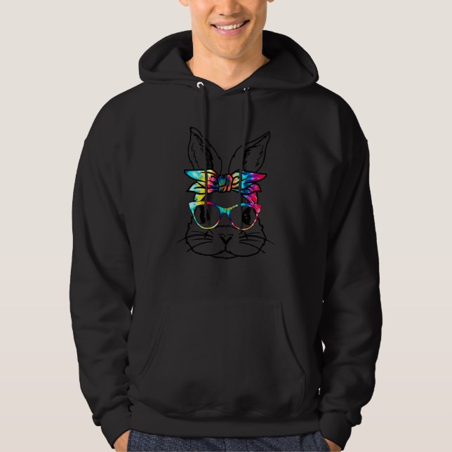 kanin tye die, retro, vintage hoodie (Framsida)