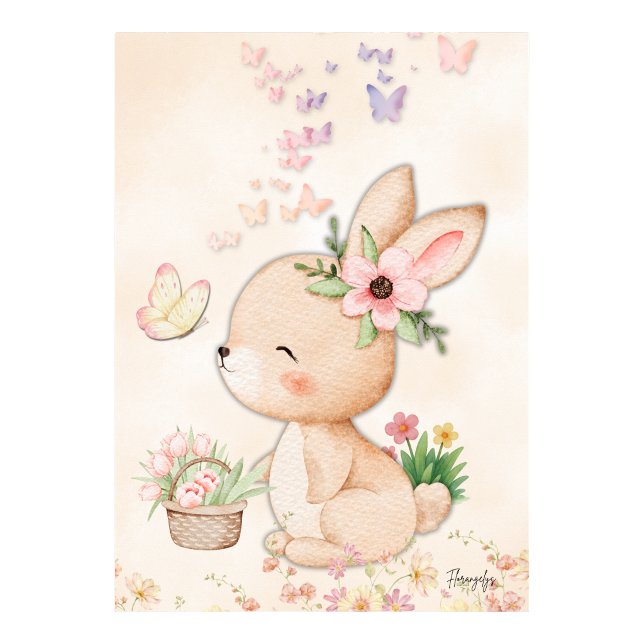 Kanin väggkonst - Fjärilskärlek Utskrivbar Poster (Bunny Wall art - Butterfly Love Printable Poster)