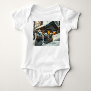 Kanin, valp framsida & rymd neon påskkanin baksida t shirt