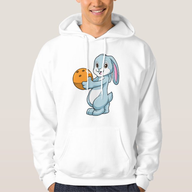 Kanin vid Bowling med Bowling ball Hoodie (Framsida)