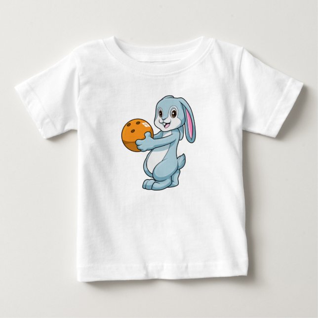 Kanin vid Bowling med Bowling ball T Shirt (Framsida)