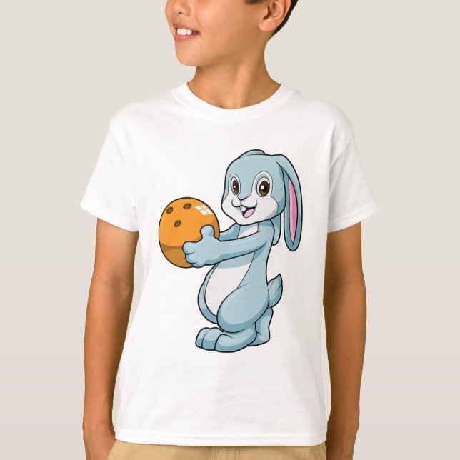 Kanin vid Bowling med Bowling ball T Shirt (Framsida)