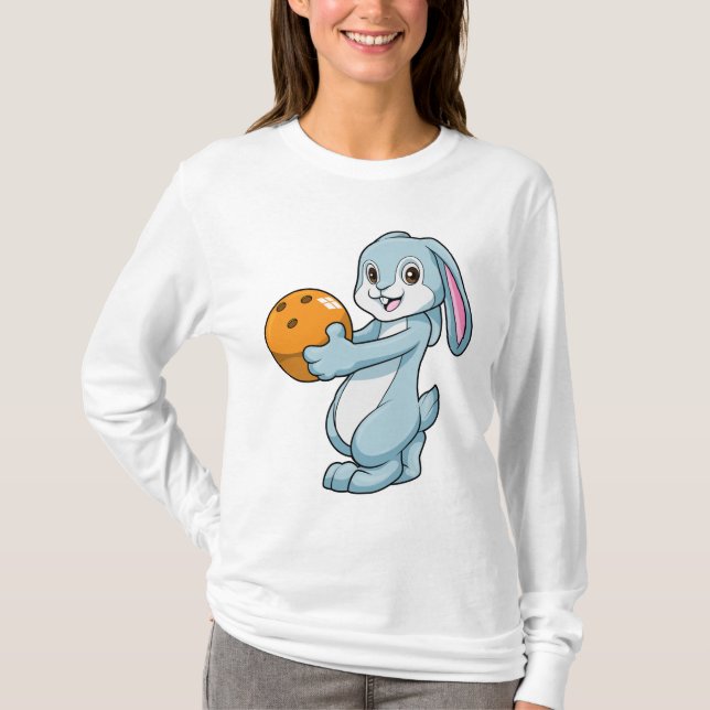 Kanin vid Bowling med Bowling ball T Shirt (Framsida)