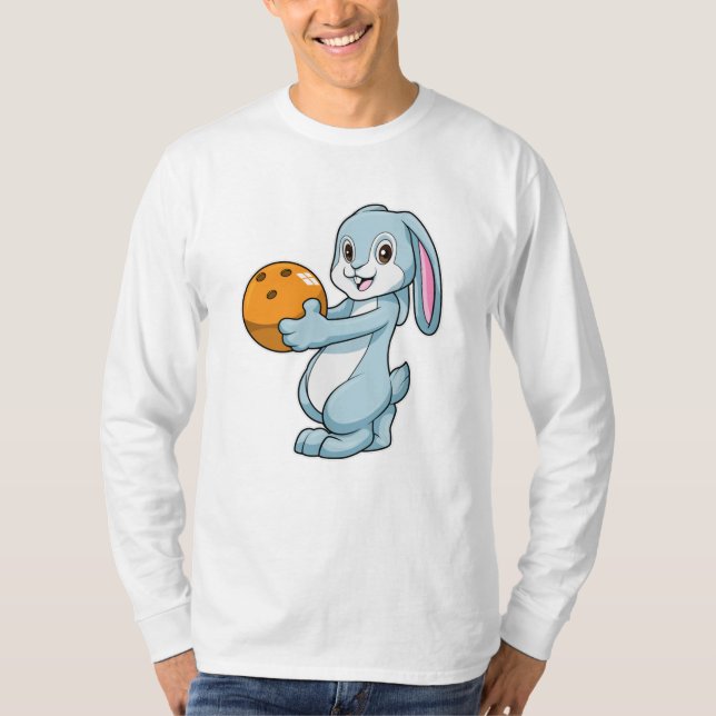 Kanin vid Bowling med Bowling ball T Shirt (Framsida)