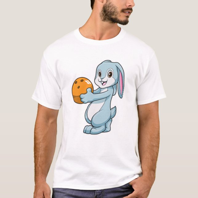 Kanin vid Bowling med Bowling ball T Shirt (Framsida)