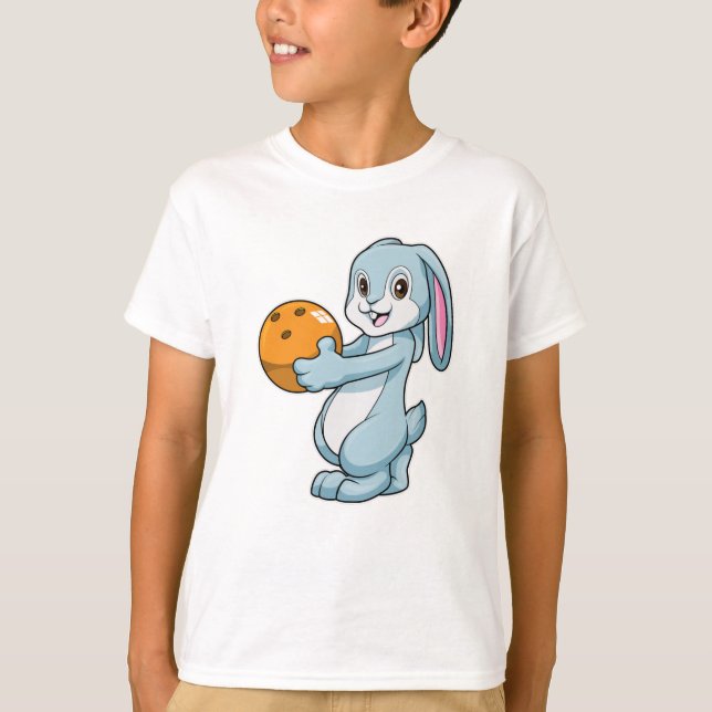 Kanin vid Bowling med Bowling ball T Shirt (Framsida)