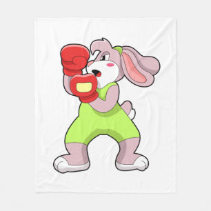 Kanin vid Boxing med Boxing handskar Fleecefilt