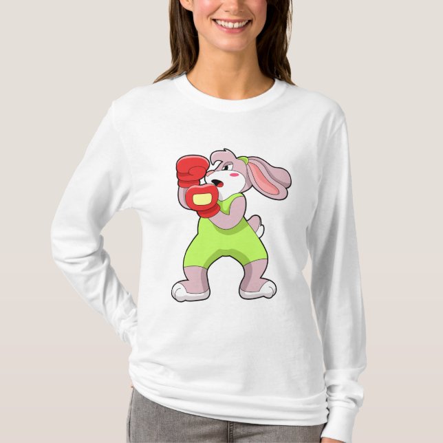 Kanin vid Boxing med Boxing handskar T Shirt (Framsida)