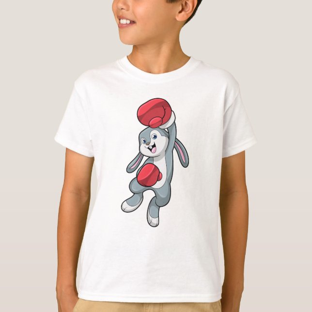 Kanin vid Boxing med Boxing handskar T Shirt (Framsida)