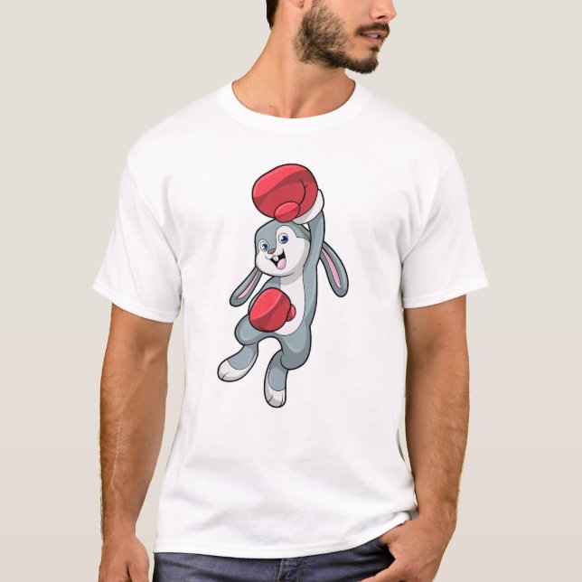 Kanin vid Boxing med Boxing handskar T Shirt (Framsida)
