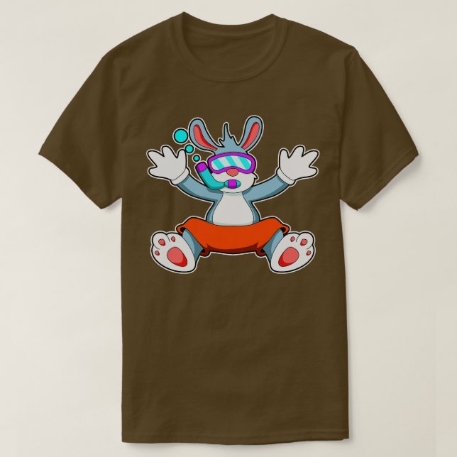 Kanin vid dykning med Swimming goggles Snorkel T Shirt (Design framsida)