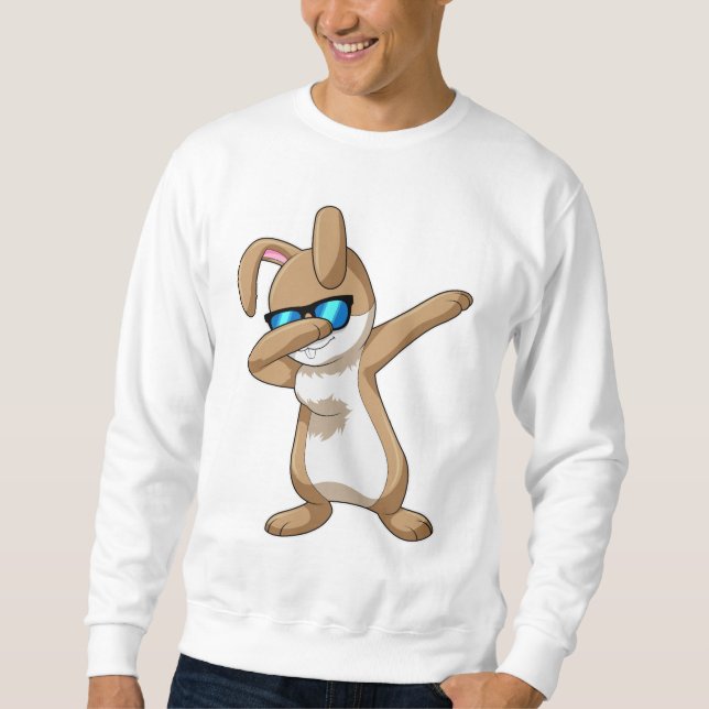 Kanin vid Hip hop Dance Dab Lång Ärmad Tröja (Framsida)