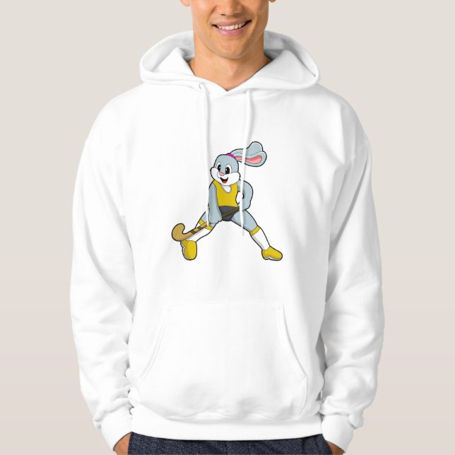 Kanin vid Hockey med Hockey fladdermus Hoodie (Framsida)
