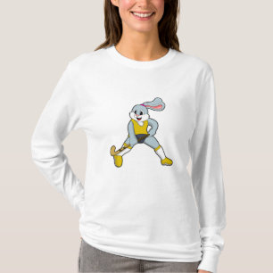 Kanin vid Hockey med Hockey fladdermus T Shirt