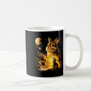 Kanin ylar mot månen vintage 90-tal djur kaffemugg