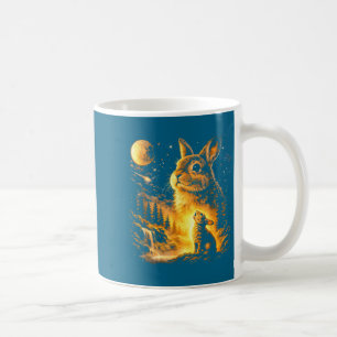 Kanin ylar mot månen vintage 90s djur kaffemugg