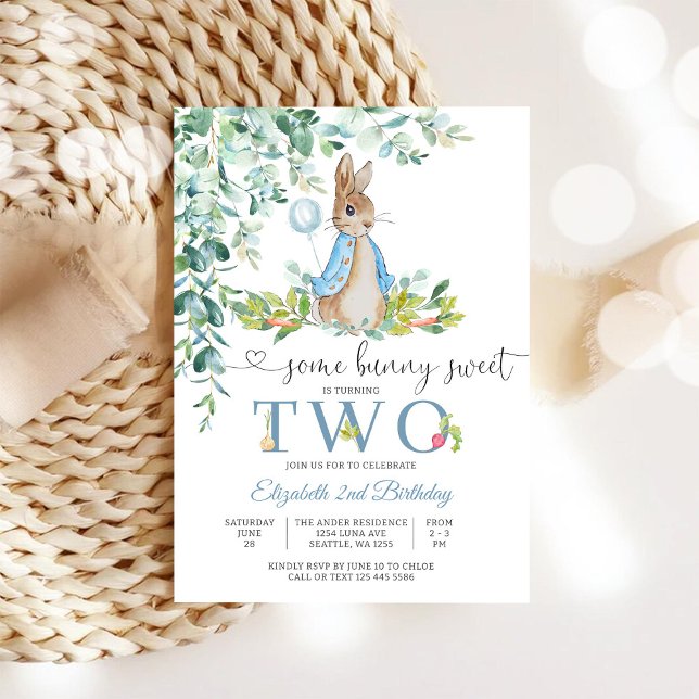 Kaninballong 2-års födelsedagsinbjudan inbjudningar (Skapare uppladdad)