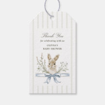 Kaninblå båge baby shower tack