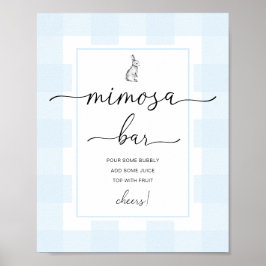 Kaninblå Gingham Mimosa Barskylt Poster