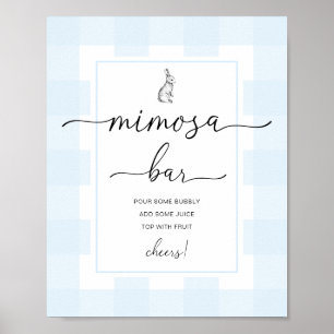 Kaninblå Gingham Mimosa Barskylt Poster
