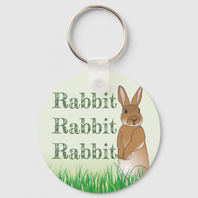 Kaninbunny Lycka till Typografi Grönt Påsk Nyckelring (Framsida)