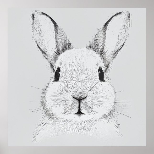 Kaninbunny Vild Nature Animal Illustration Art Poster (Framsidan)