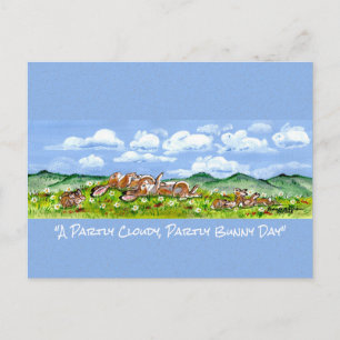 Kaninbunny Watching Clouds Roligt Vattenfärg Art P Vykort