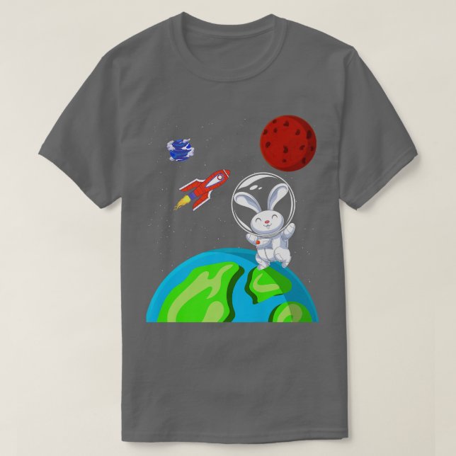 Kanindjur Lover Rymden Rocket Astronaut B T Shirt (Design framsida)
