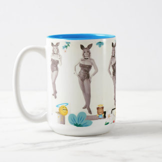 Kaninen bubblar kaffemuggen Två-Tonad mugg