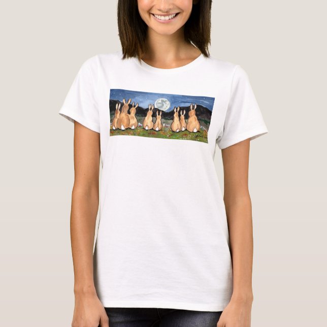 "Kaninen för kaninfamilj i för månen" T-tröja Tee Shirt (Framsida)