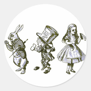 Kaninen, Hatter & Alice från underlandet Runt Klistermärke