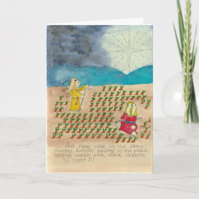 Kaninen valler julkortet i vattenfärg helgkort (Framsida)