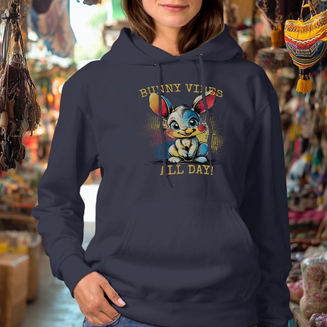 Kaninenergi Hela Dagen! - Glad Kanin Hoodie T Shirt (Skapare uppladdad)