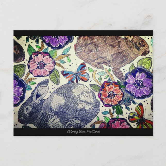 Kaninens år | Färgning av vykort för Bok (Framsida)