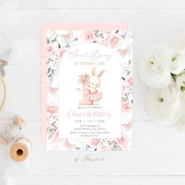 Kaninens Första Födelsedag Inbjudningar (Skapare uppladdad)