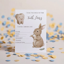 Kaninens första tandfée-certifikat