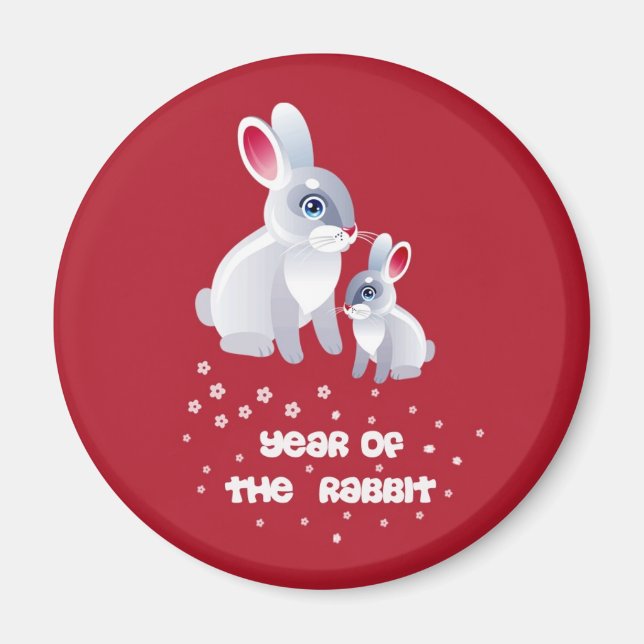 Kaninens kinesiska år. Cute Bunnies Gift Magnet (Framsidan)