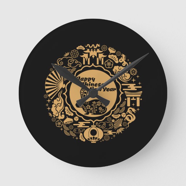 Kaninens nya år i lycklig rund klocka (Framsida)