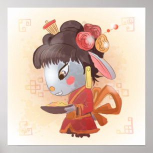 Kaninens vattenfärgsår, geisha poster