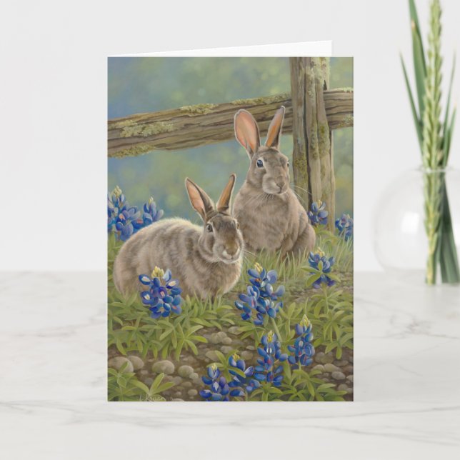 Kaniner & Bluebonnets Kort (Framsida)