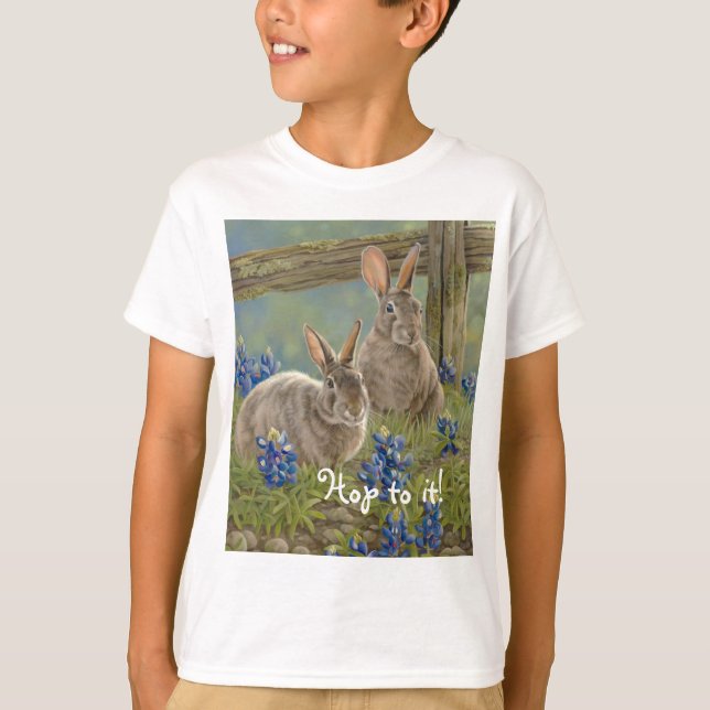 Kaniner & Bluebonnets Tee Shirt (Framsida)