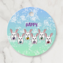 Kaniner från ägg Shaped Påsk Gåvor Etiketter