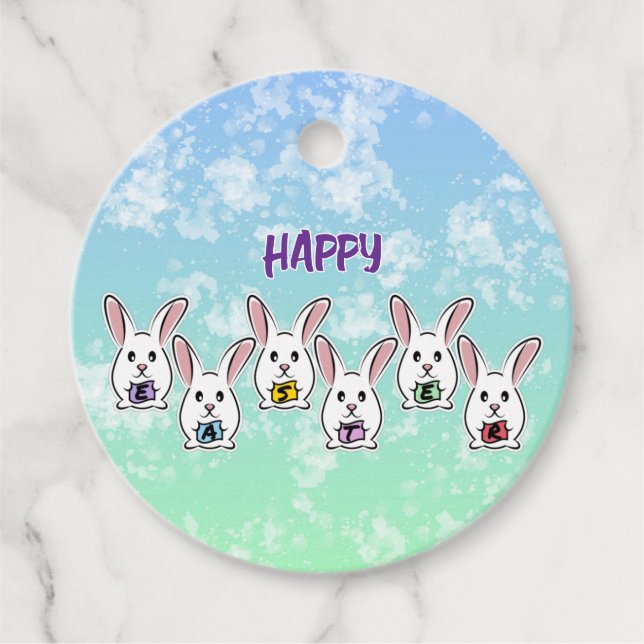 Kaniner från ägg Shaped Påsk Gåvor Etiketter (Framsida)