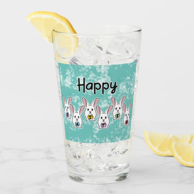 Kaniner från ägg Shaped Påsk Glaskopp (Framsida Ice)