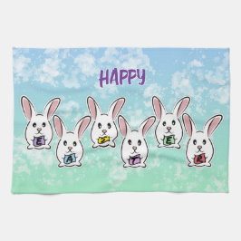 Kaniner från ägg Shaped Påsk Kökshandduk