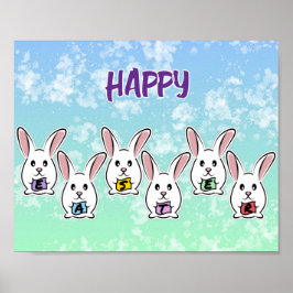 Kaniner från ägg Shaped Påsk Poster