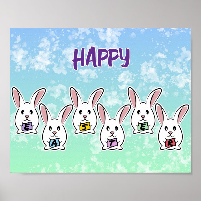 Kaniner från ägg Shaped Påsk Poster (Framsidan)