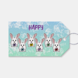 Kaniner från ägg Shaped Påsk Presentetikett